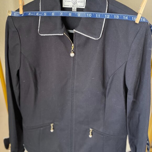St. John Sport S Black & Pearl Designer Knit Sportcoat Timeless Classic - Picture 8 of 15